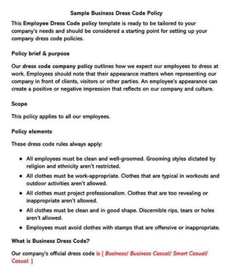 dress code policy for sales reps